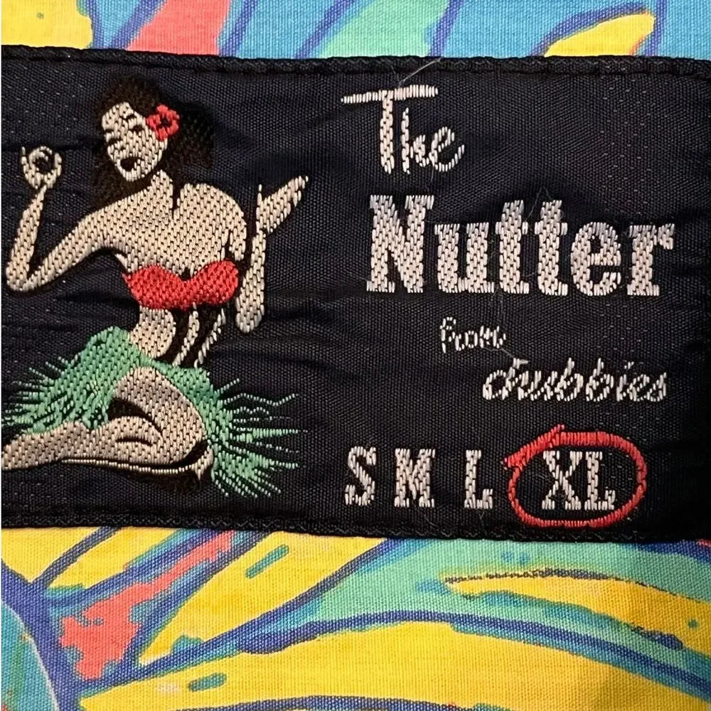 Chubbies The Nutter Mens XL Blue Yellow Hawaiian Print Short Sleeve Button Shirt